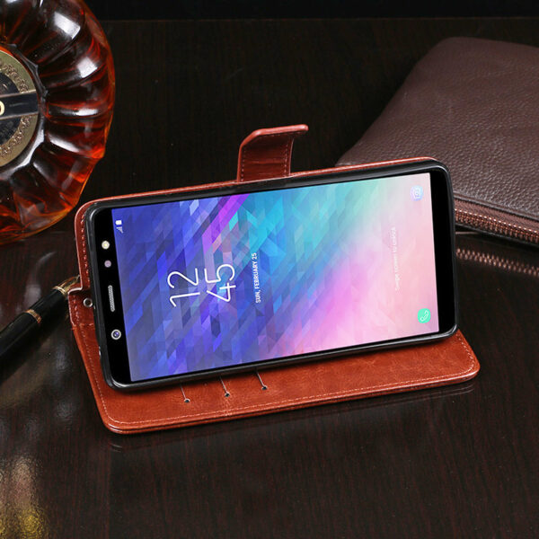 Samsung Galaxy A Serie Leder Einfarbig Handyhülle Galaxy A6 Plus (2018) Geschäft – Bild 4