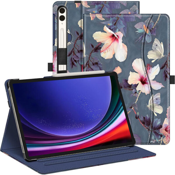 Samsung Tablet Serie Mode Leder Tablethülle Galaxy Tab S9 FE+ Blume – Bild 8