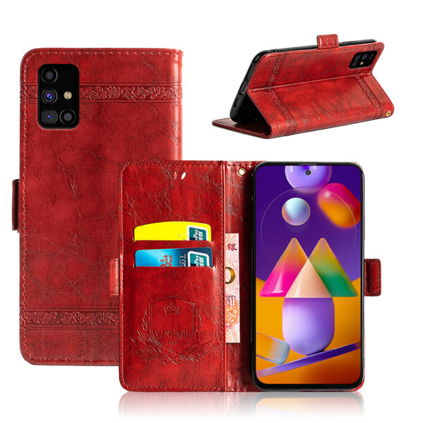 Samsung Galaxy M Serie PU Ölwachsleder Galaxy M31s Handyhülle Einfach – Bild 3