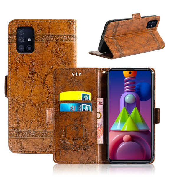 Samsung Galaxy M Serie PU Ölwachsleder Handyhülle Einfach Galaxy M51 – Bild 3