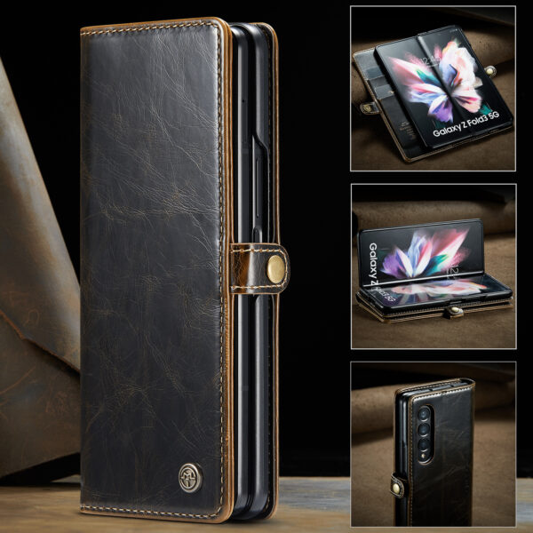 Samsung Galaxy Z Serie Galaxy Z Fold3 5G Handyhülle Crazy Horse Leder Mode – Bild 3