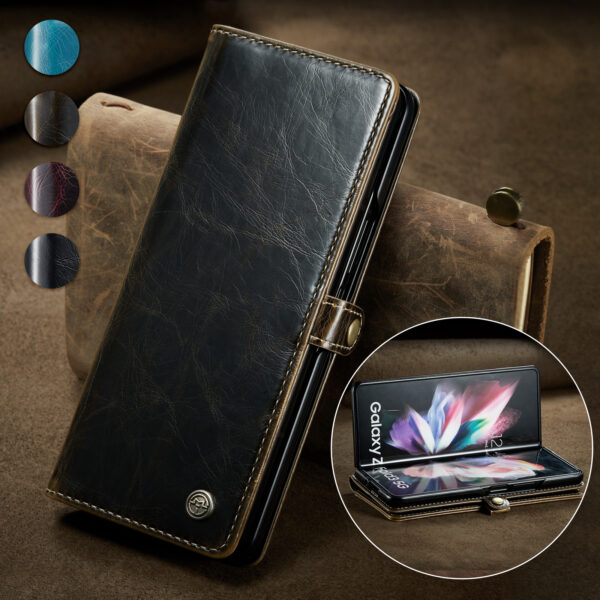 Samsung Galaxy Z Serie Galaxy Z Fold3 5G Handyhülle Crazy Horse Leder Mode – Bild 7